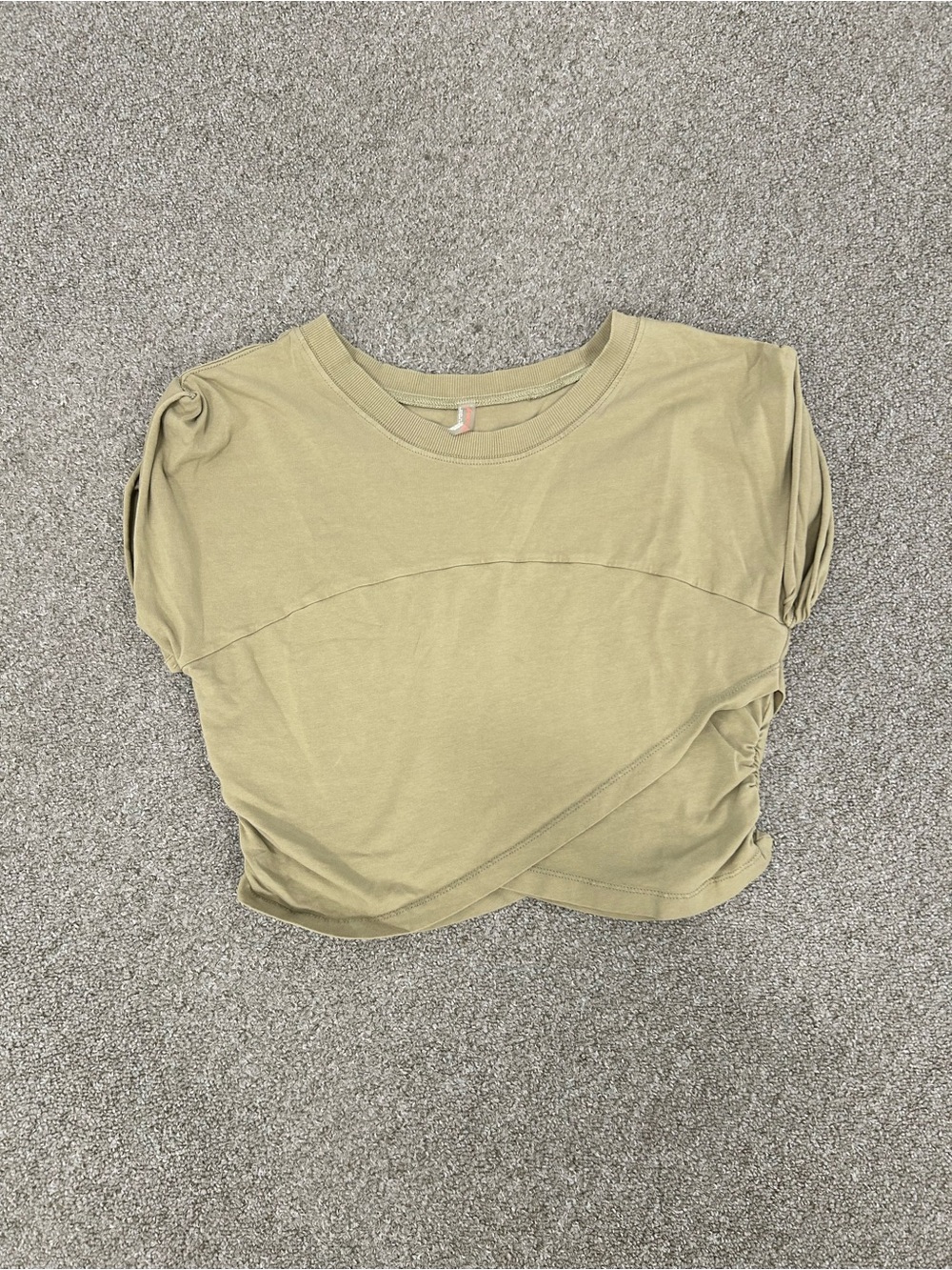 Free People Sage Green Ruched Crop Top 🌿 Large